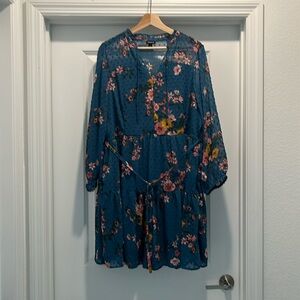 Torrid floral Swiss dot mini dress